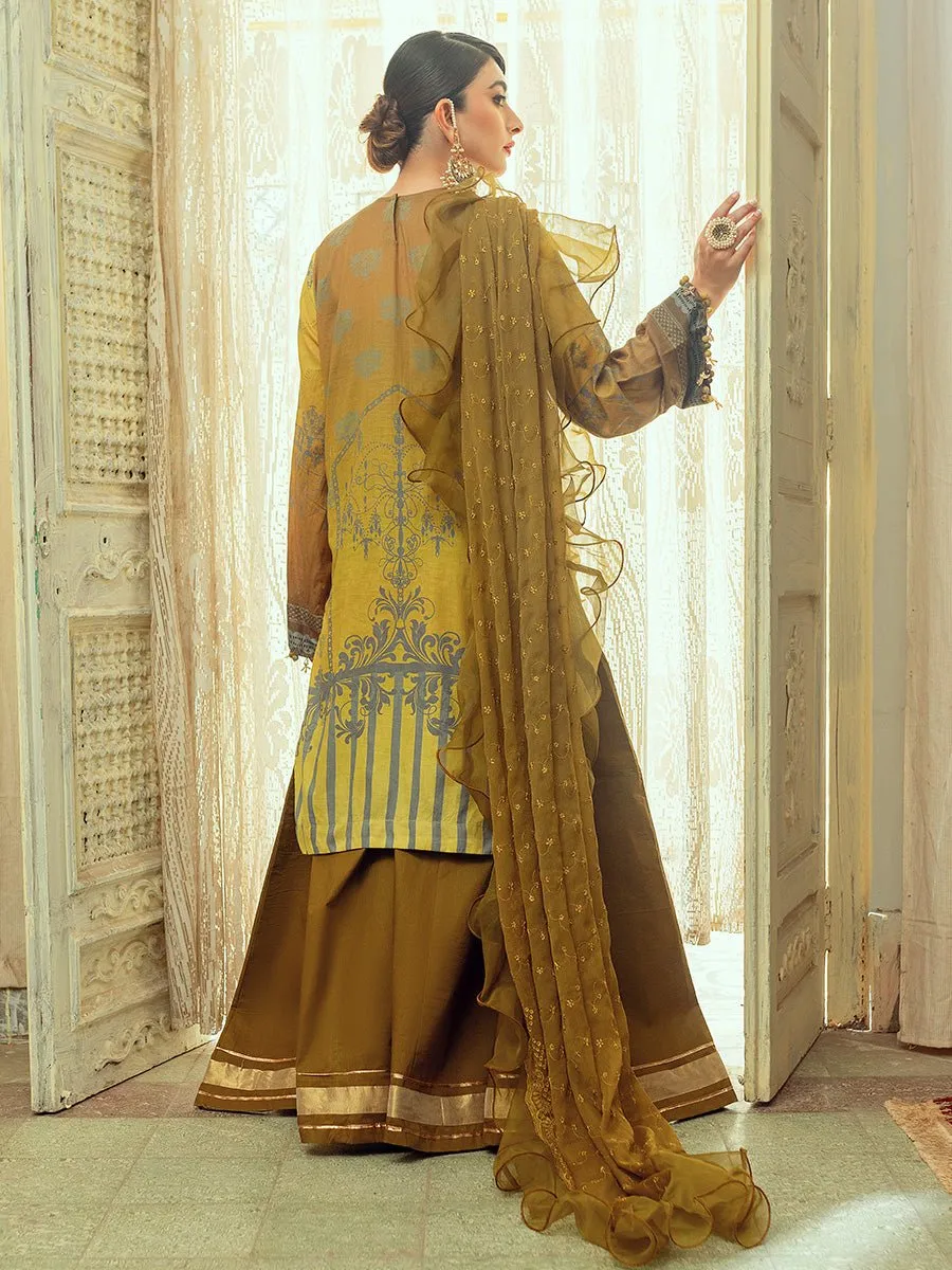 3pc Unstitched - Chikankari Embroidered Lawn Suit with Chikankari Embroidered Chiffon Dupatta (WK-01044UT)