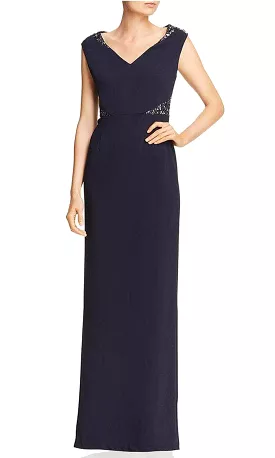 Adrianna Papell AP1E204021 - V-Neck Back Slit Formal Gown