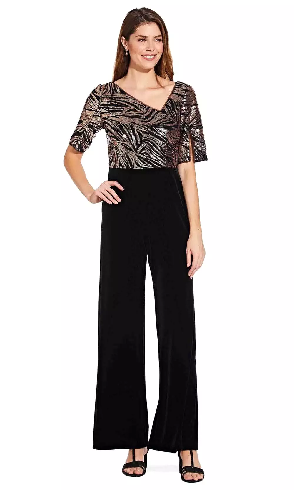 Adrianna Papell - Sequined V Neck Jumpsuit AP1E206295