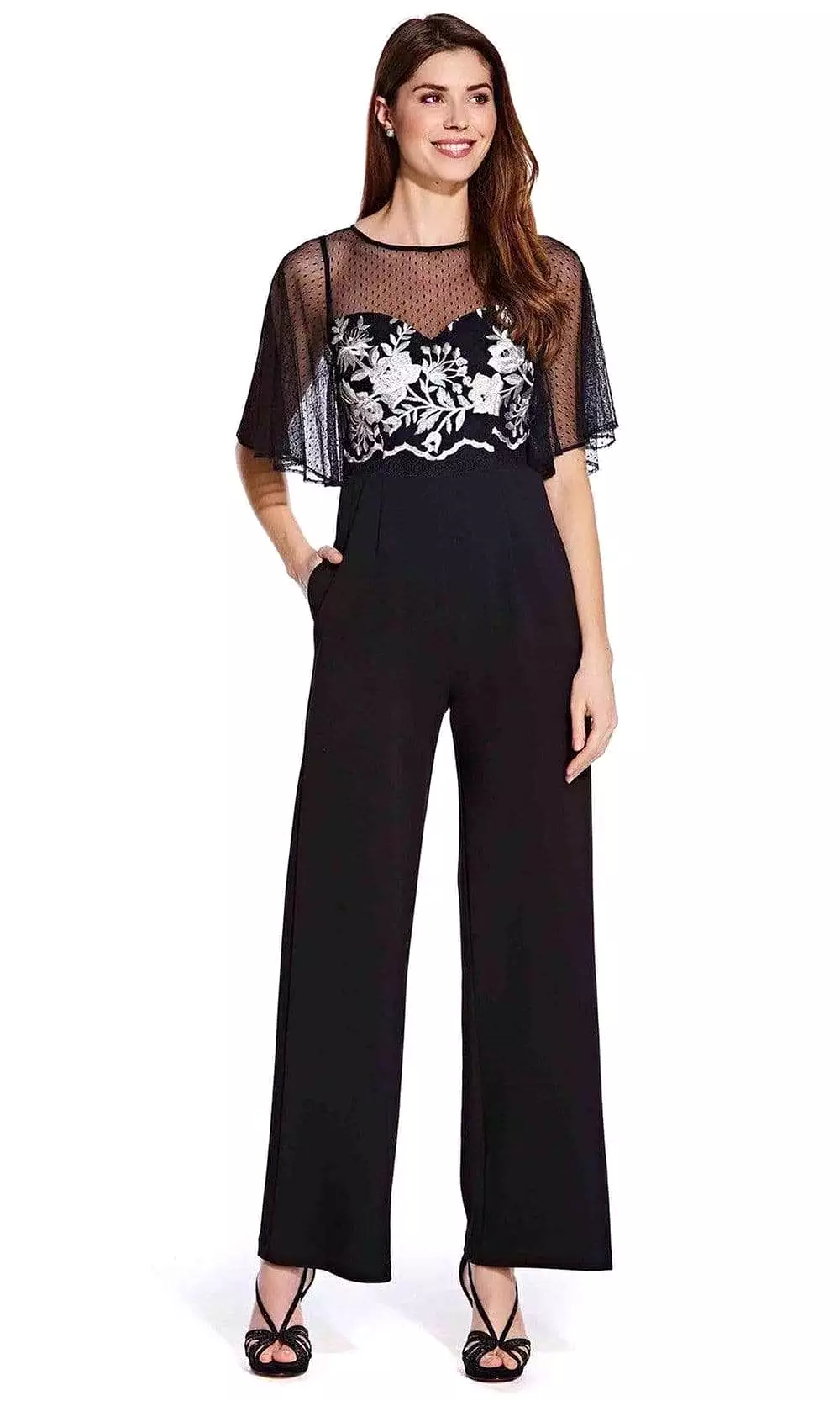 Adrianna Papell - Sheer Overlay Embroidered Jumpsuit AP1E205755