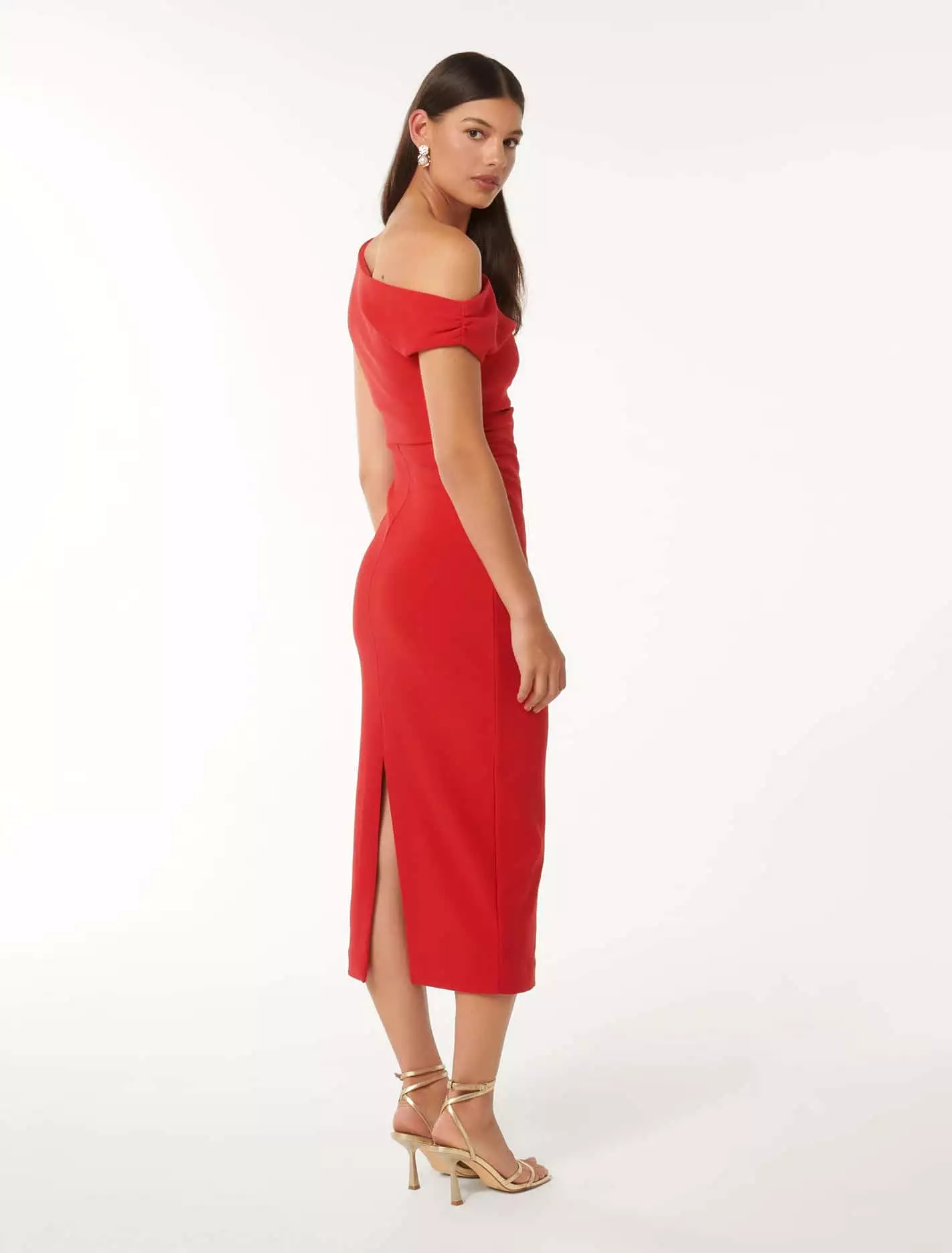 Alexa Tipped Shoulder Bodycon Midi Dress