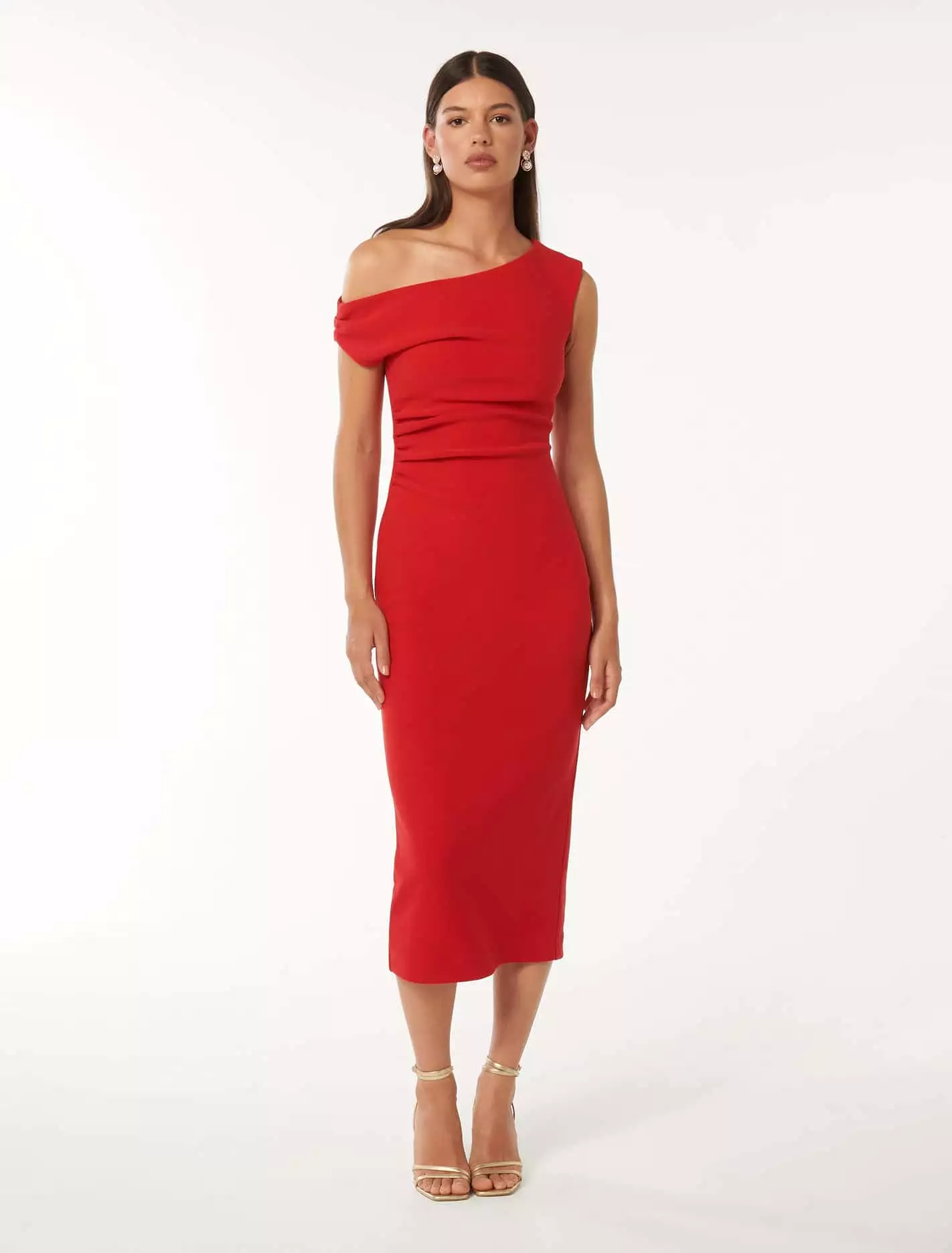 Alexa Tipped Shoulder Bodycon Midi Dress