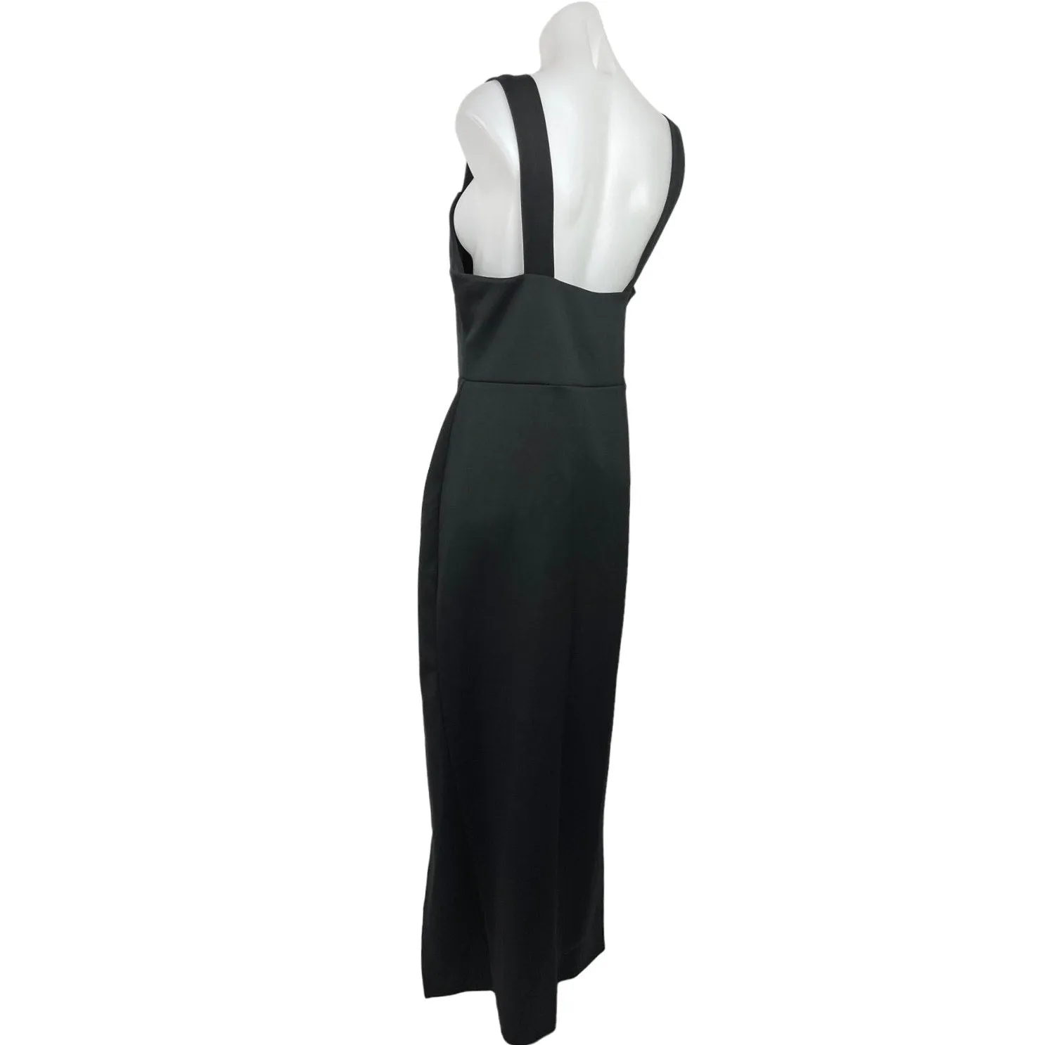 Asos NWT Black Sleeveless V-neck Midi Front Slit Straight Pencil Dress 12 Tall