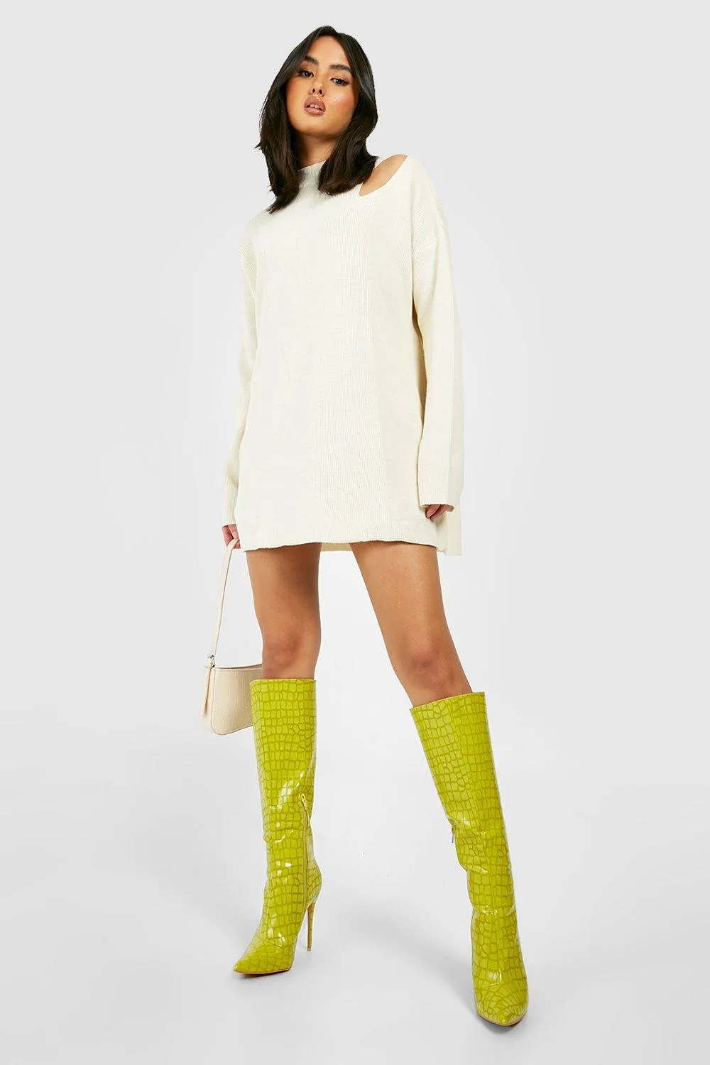 Asymmetric Cut Out Knitted Sweater