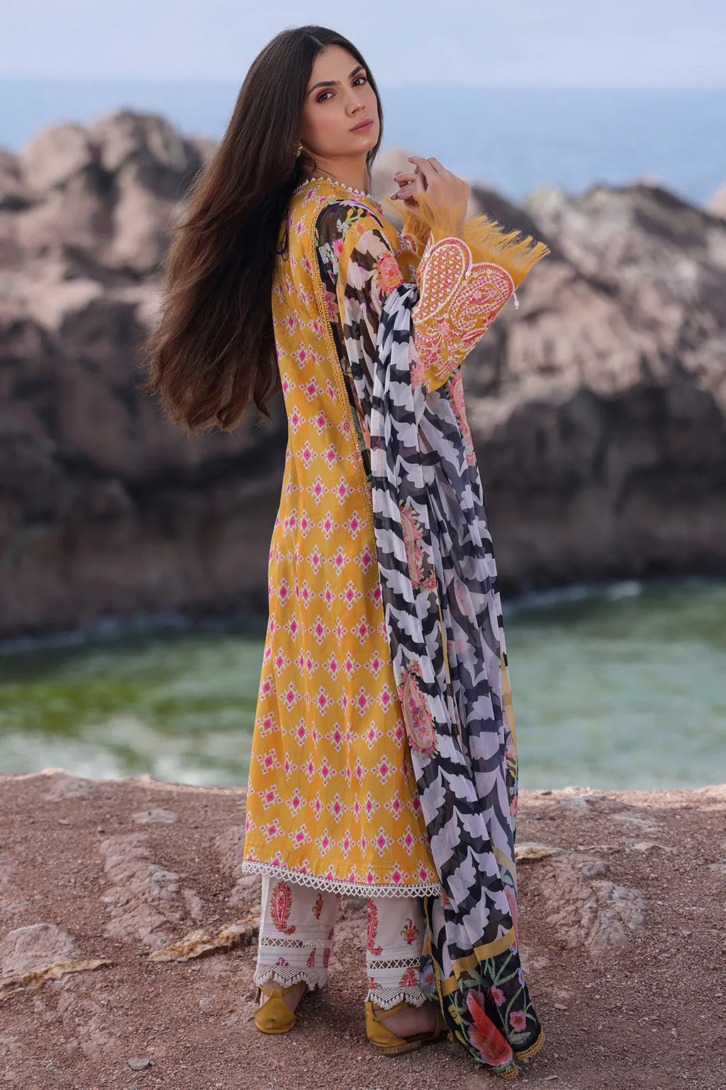 Ayzel Tropicana Embroidered Lawn Unstitched 3Pc Suit AZL-24-V2-10 Meline