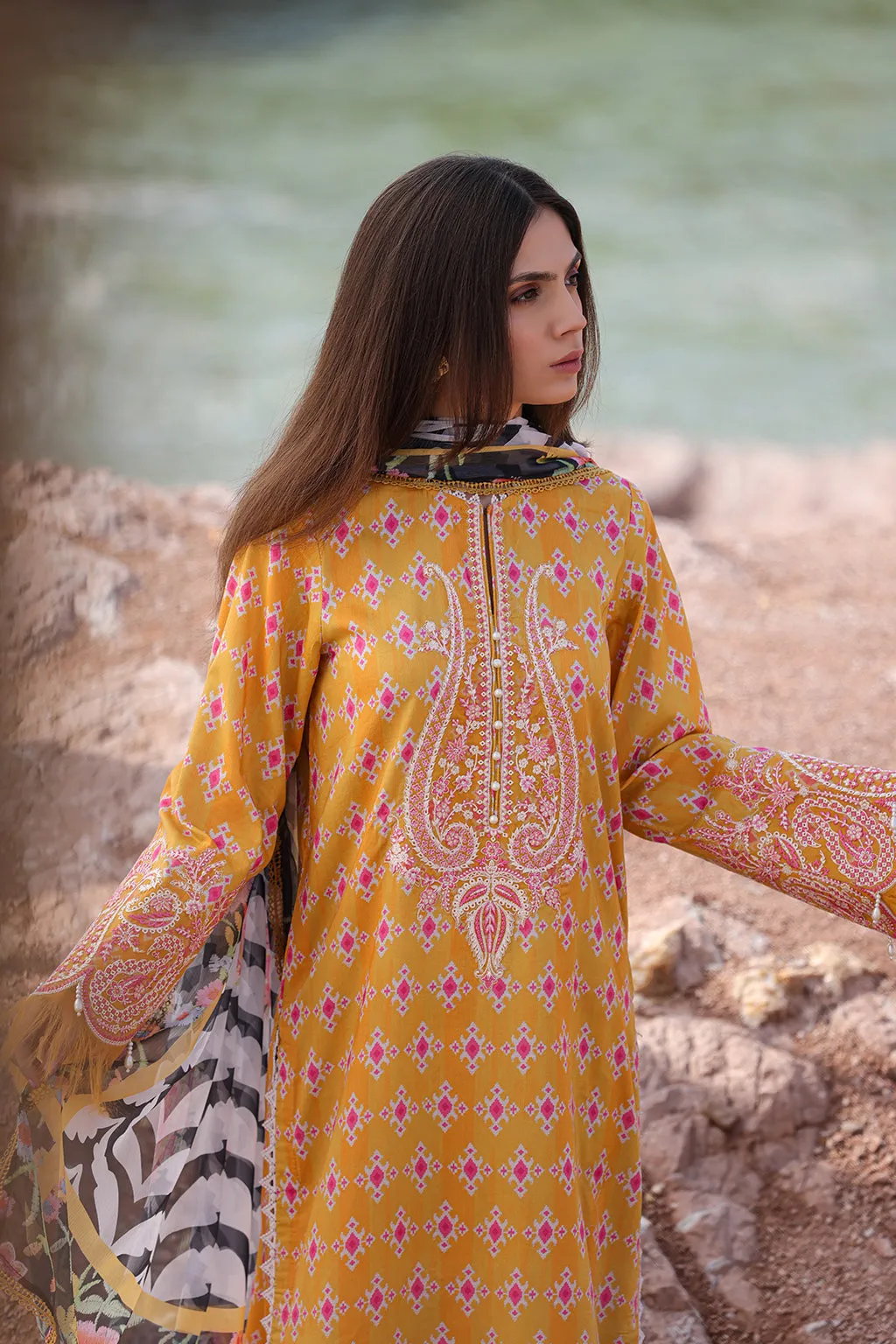 Ayzel Tropicana Embroidered Lawn Unstitched 3Pc Suit AZL-24-V2-10 Meline