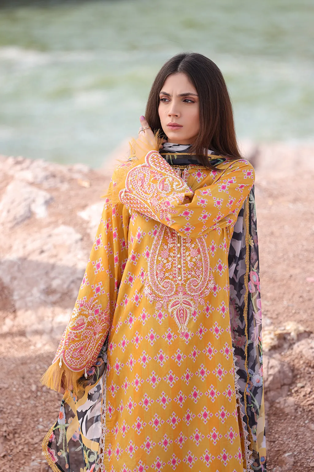 Ayzel Tropicana Embroidered Lawn Unstitched 3Pc Suit AZL-24-V2-10 Meline