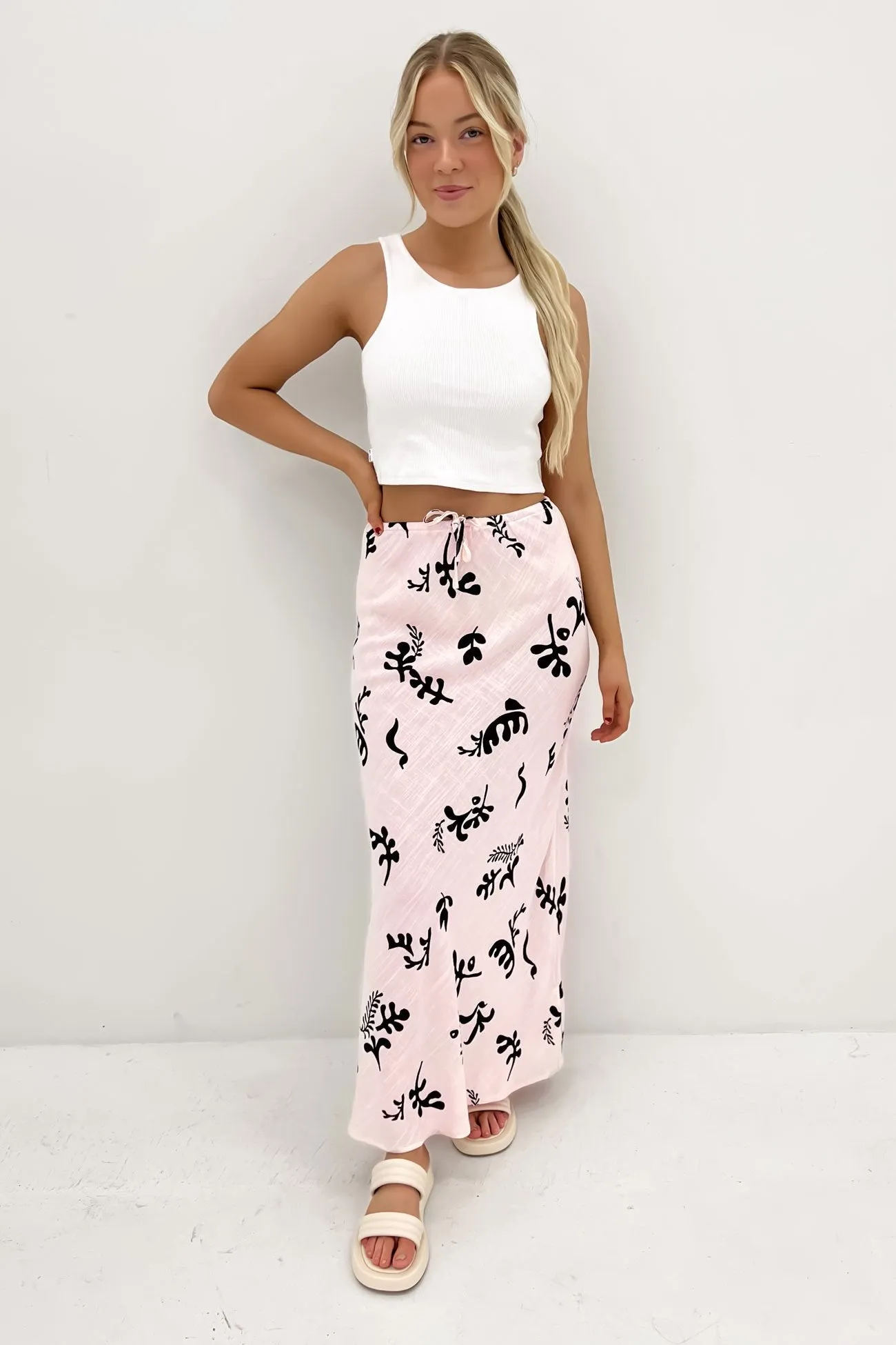 Bari Maxi Skirt Powder Pink Black