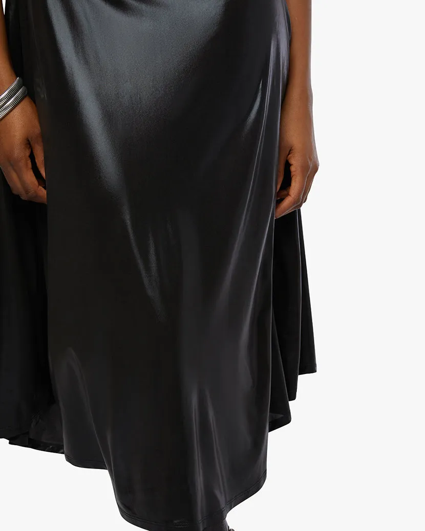 Belt Bodice Midi Dress | Black x Gunmetal