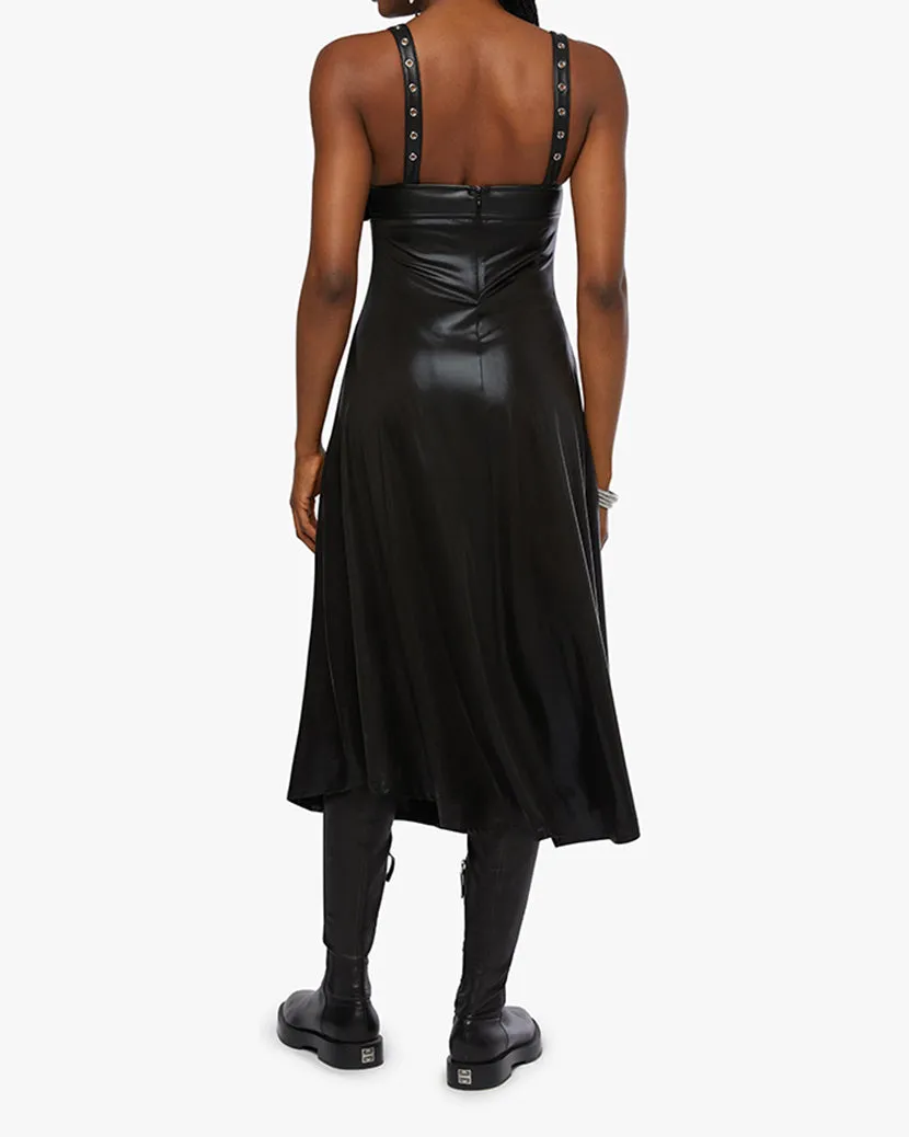 Belt Bodice Midi Dress | Black x Gunmetal