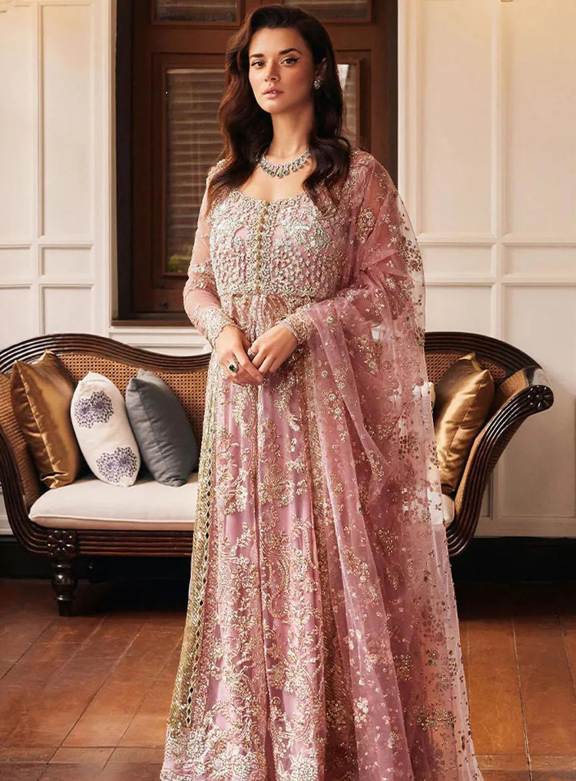 Best Of Mushq Embroidered Net Unstitched 4 Piece Suit - MQ24BO BOM-04 LUSTER