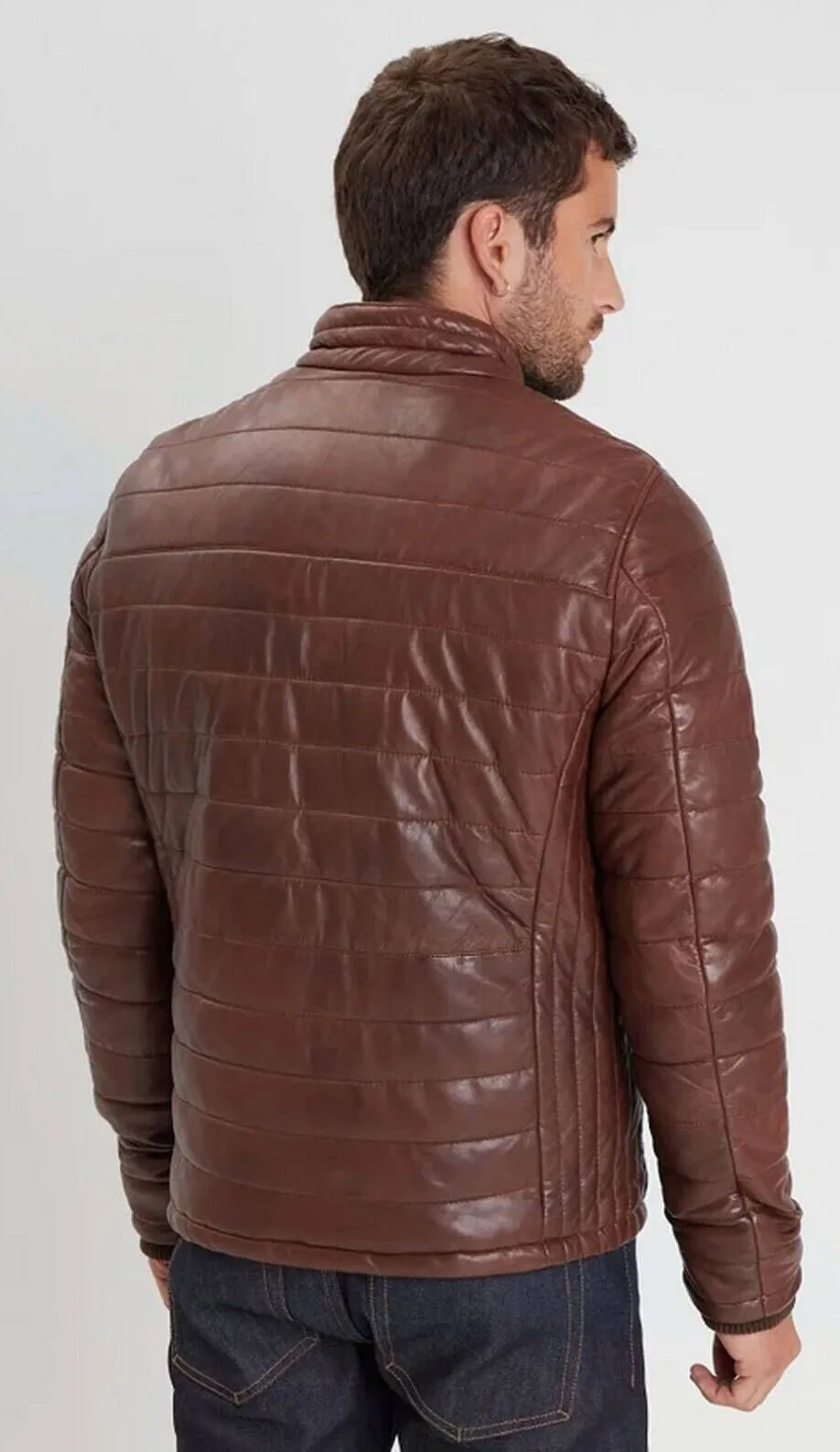 Bison men's leather down jacket 102444