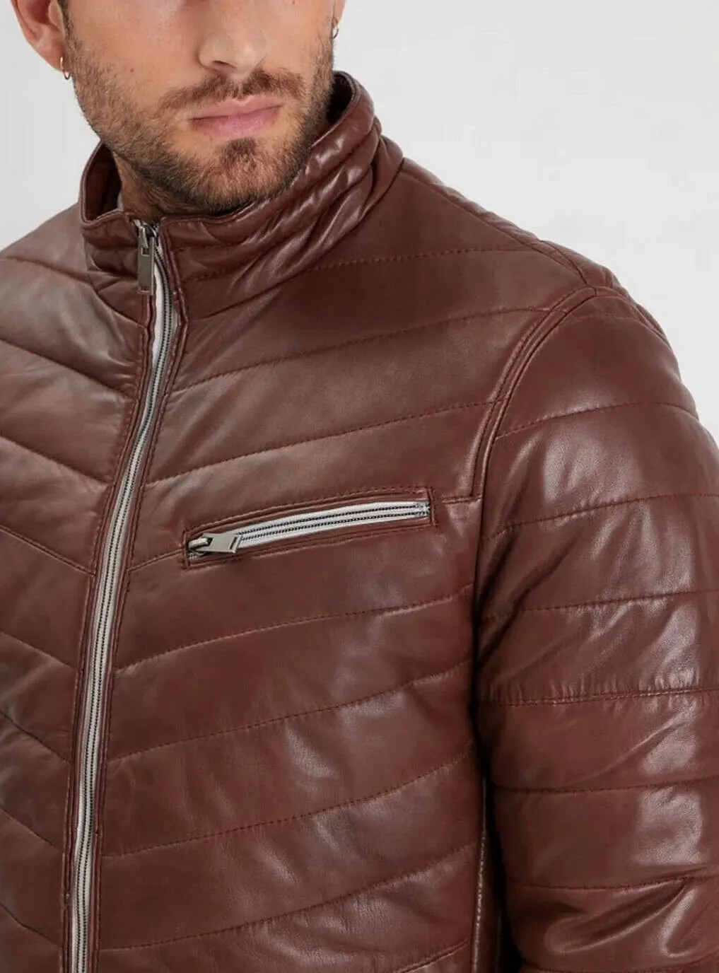 Bison men's leather down jacket 102444