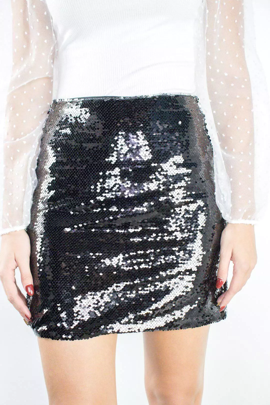 Black Sequin Mini Skirt