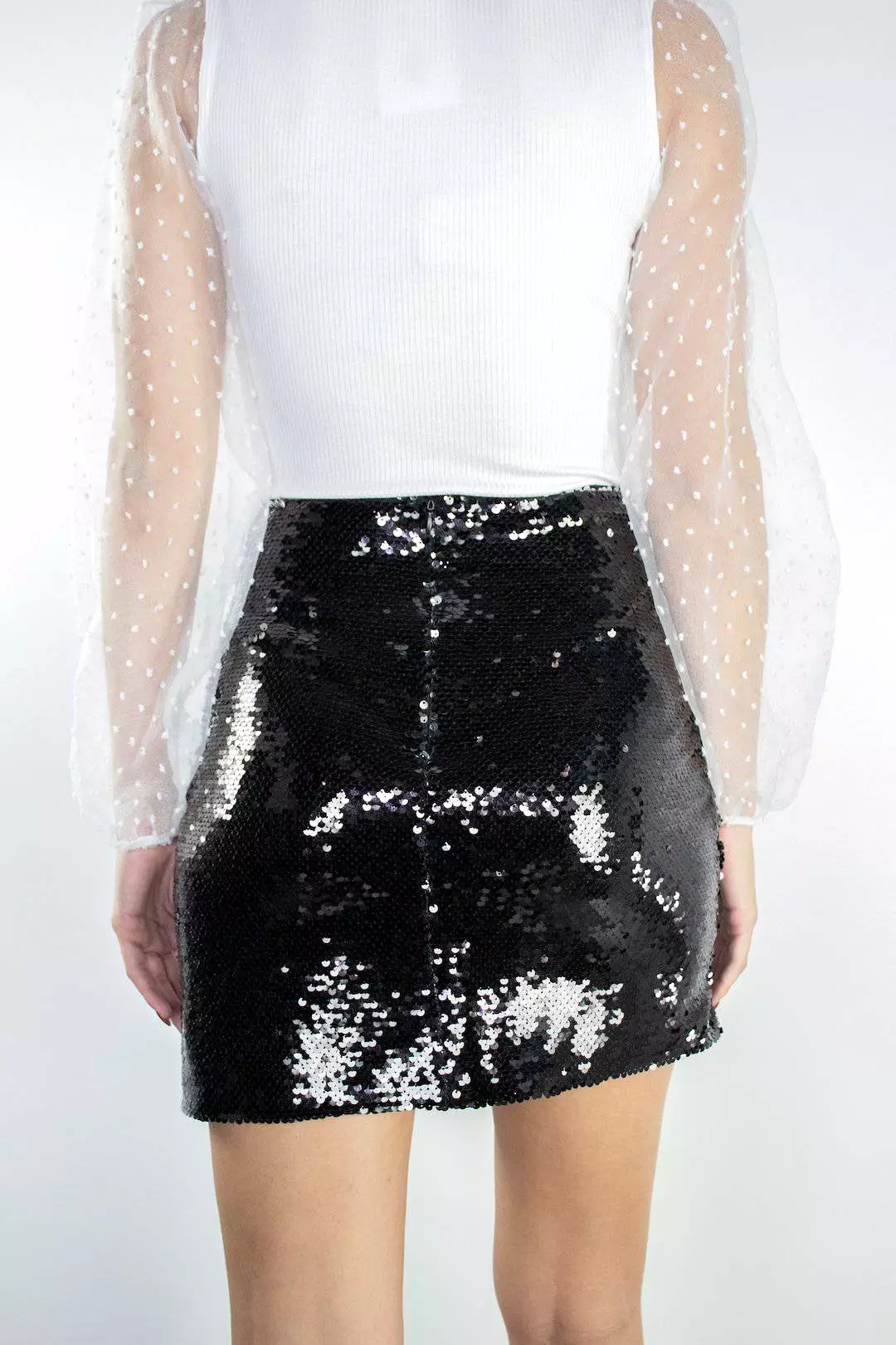 Black Sequin Mini Skirt