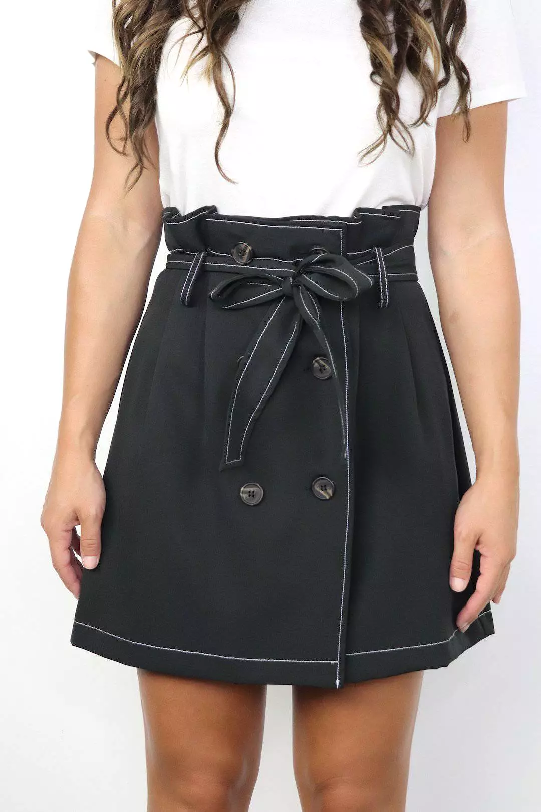 Black Skirt with White Stitching