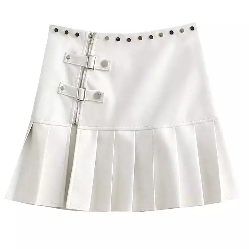 Black White Cool Punk Belts Skirt ON828