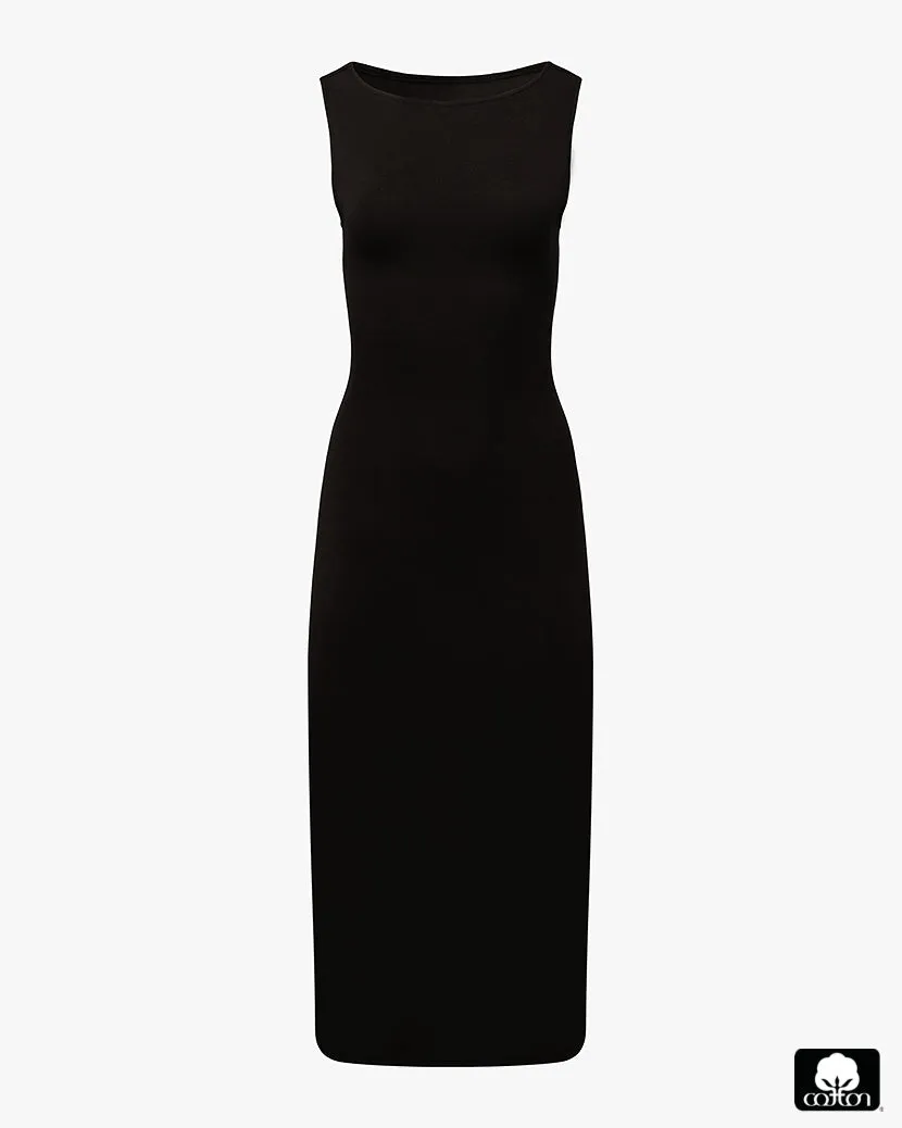 Boat Neck Midi Dress | Black