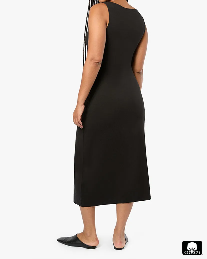 Boat Neck Midi Dress | Black