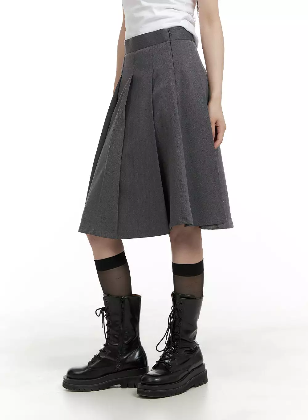 Box Pleated Midi Skirt CA404