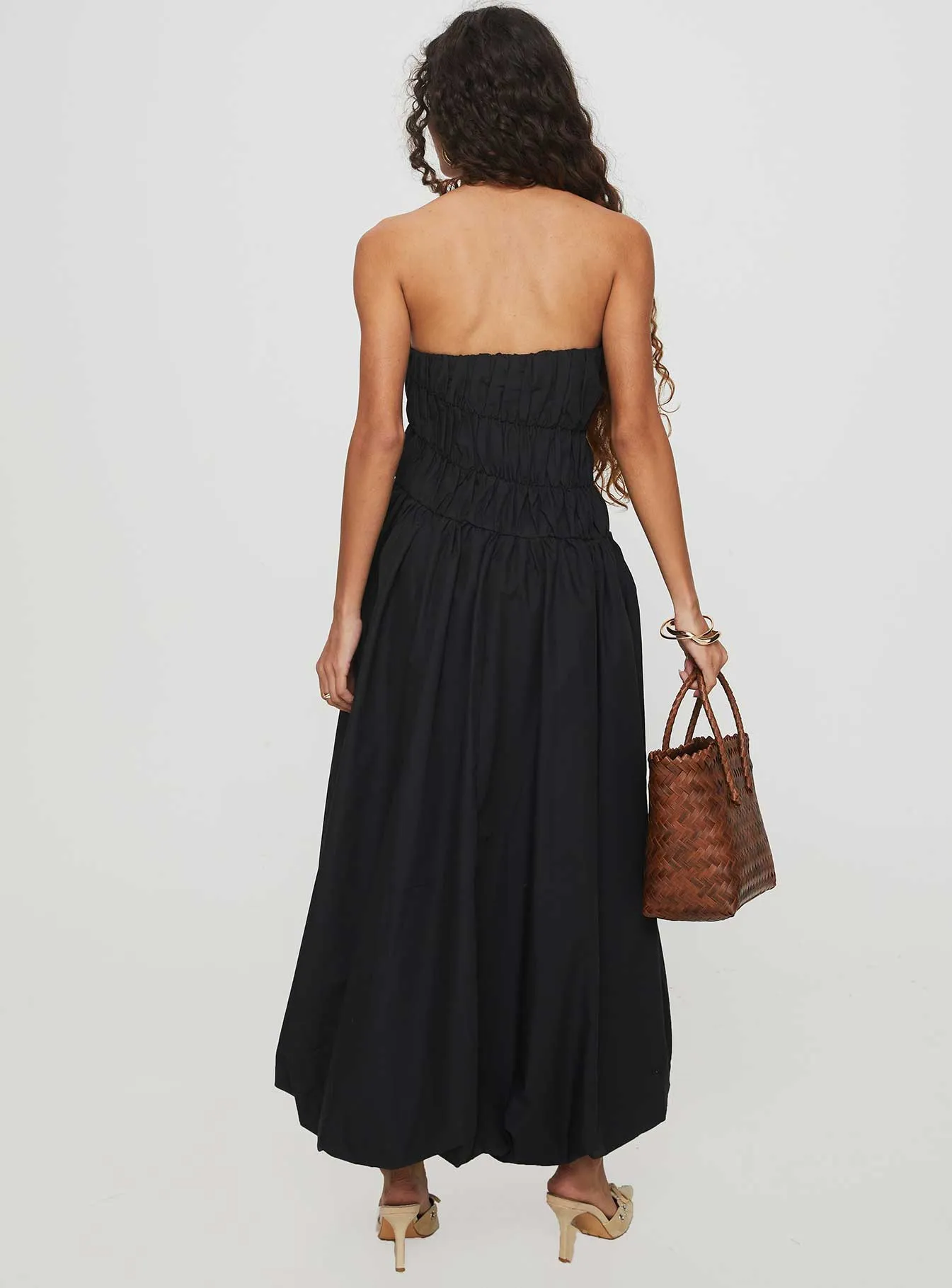 Brydie Bubble Hem Midi Dress Black