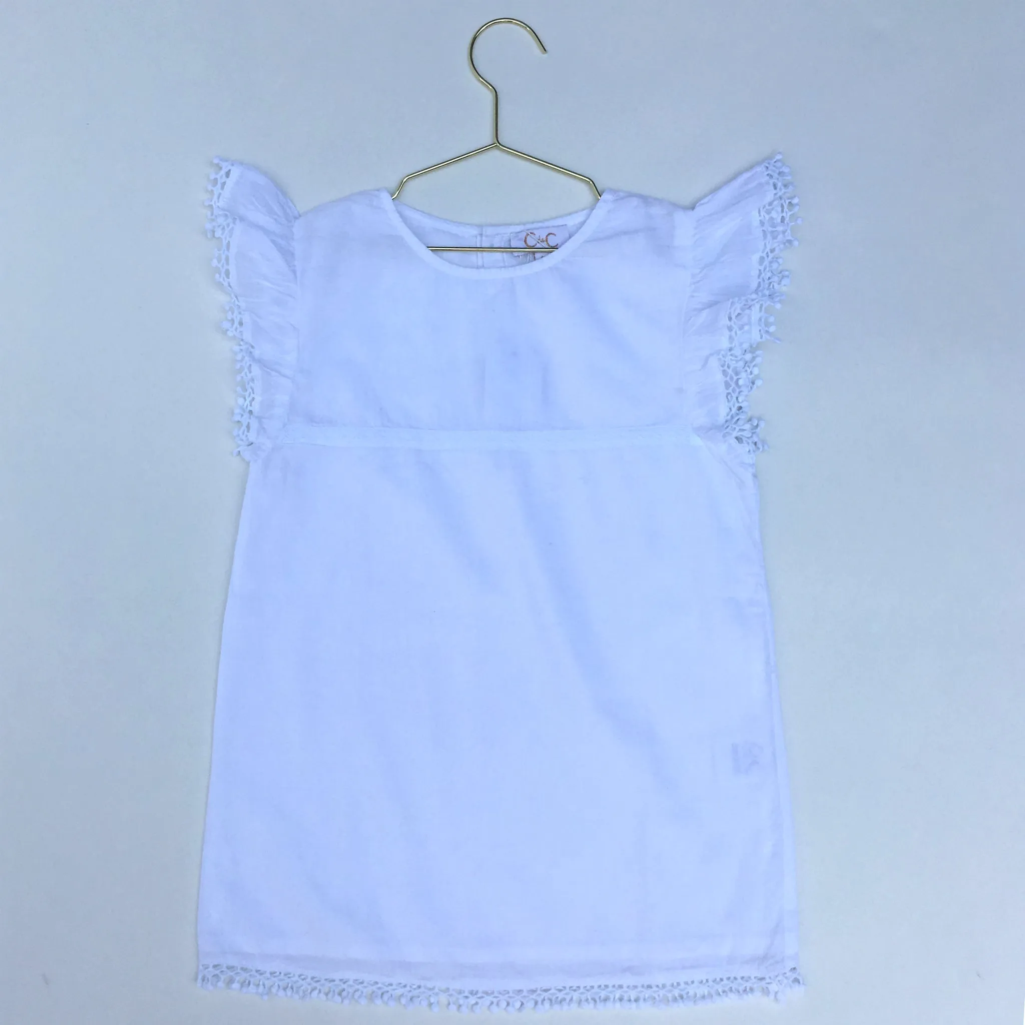 C de C White Cotton Top with Pom Pom Detail: 8 Years