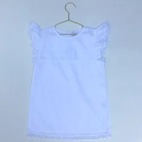 C de C White Cotton Top with Pom Pom Detail: 8 Years