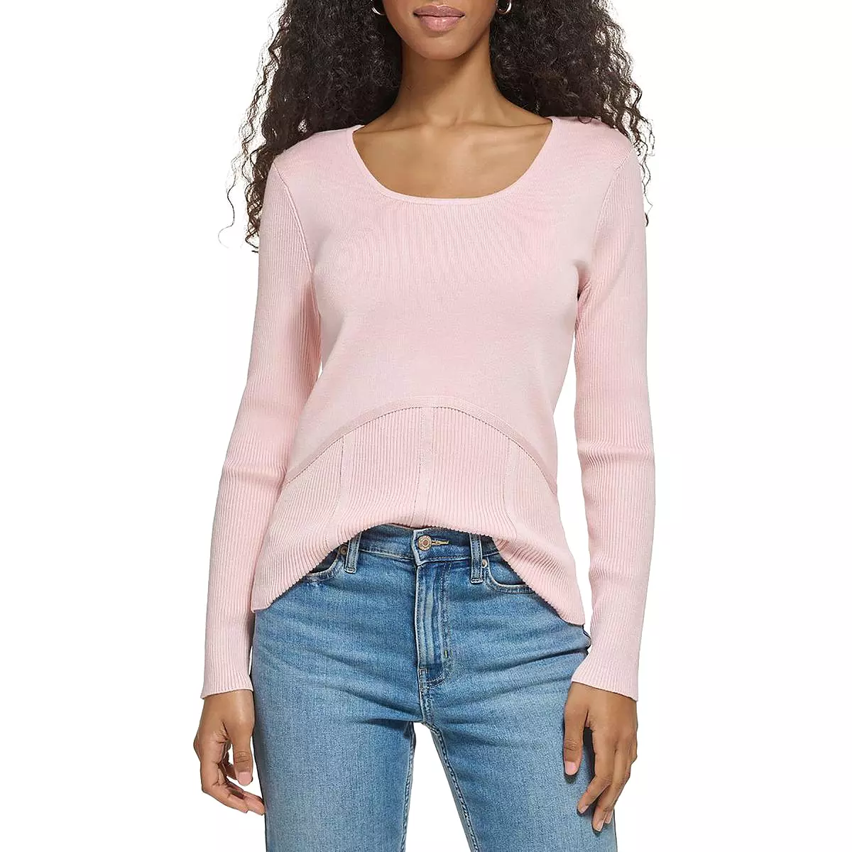 Calvin Klein Womens Ribbed Scoop Neck Pullover Sweater