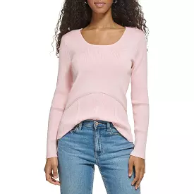 Calvin Klein Womens Ribbed Scoop Neck Pullover Sweater