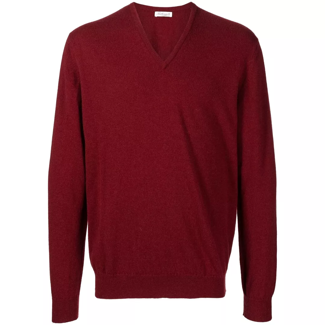 CASHMERE V-NECK SWEATER BURGUNDY