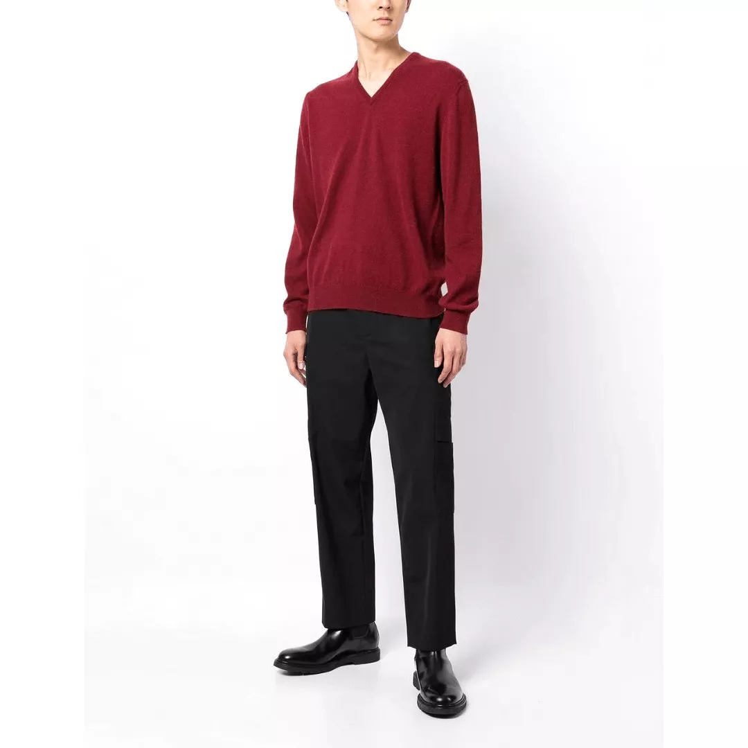 CASHMERE V-NECK SWEATER BURGUNDY