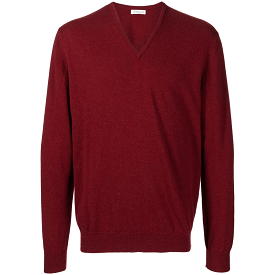 CASHMERE V-NECK SWEATER BURGUNDY