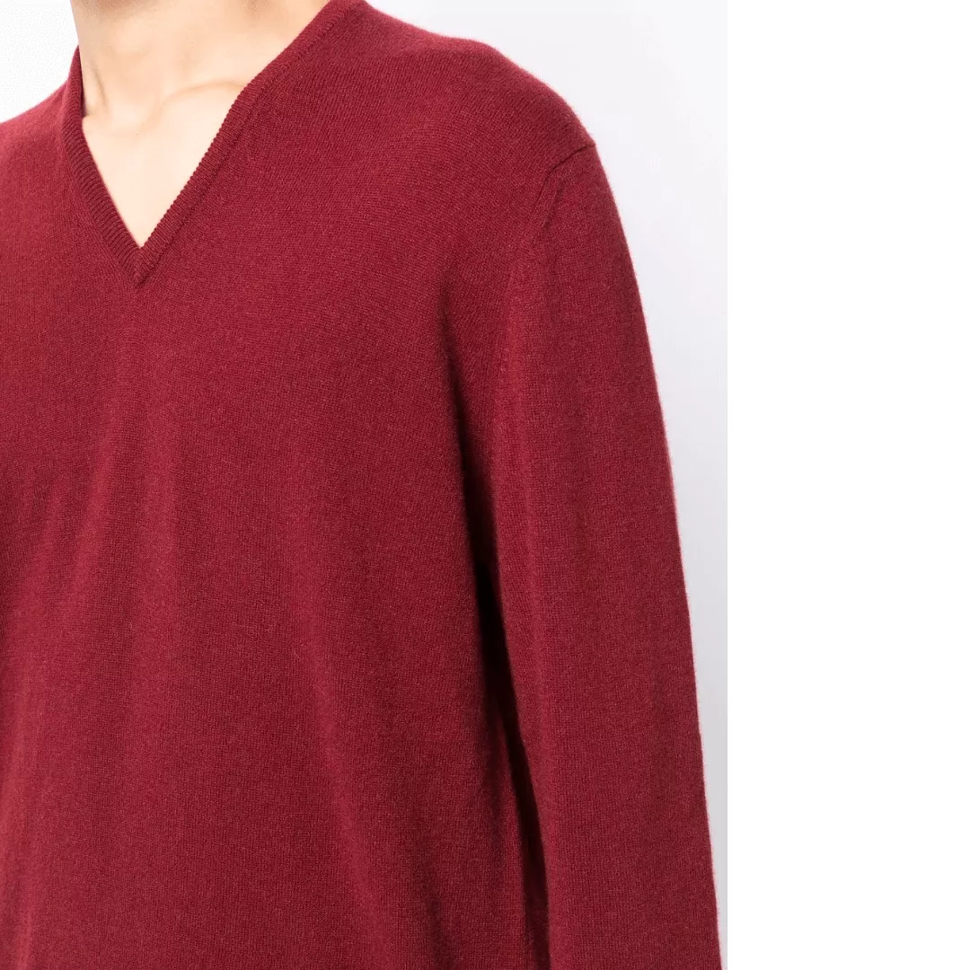 CASHMERE V-NECK SWEATER BURGUNDY