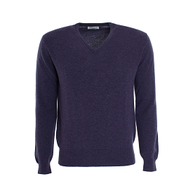 Cashmere Vee Neck Sweater - Blackberry