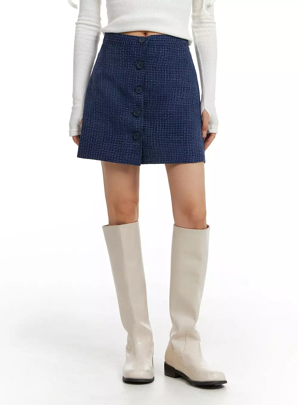 Checkered Buttoned Mini Skirt CJ408