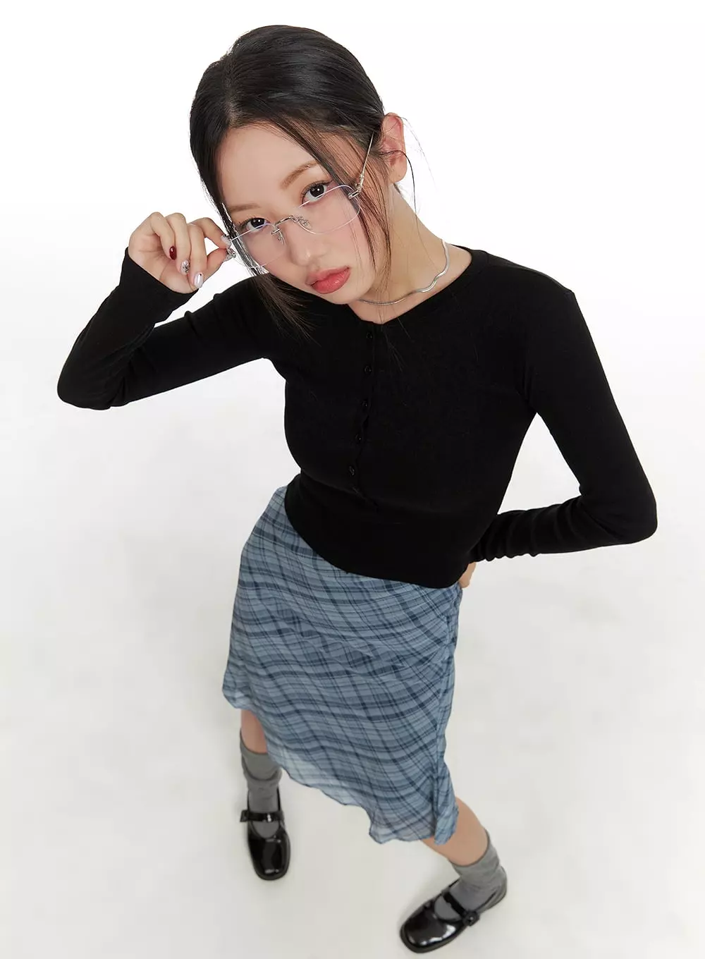 Checkered Midi Skirt CA415