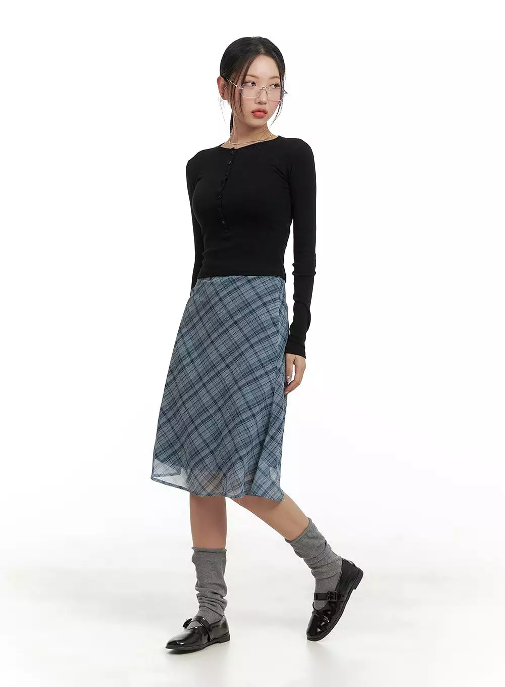 Checkered Midi Skirt CA415