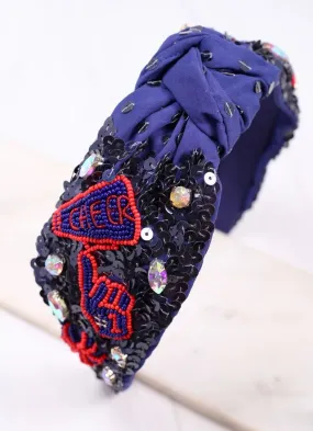 Cheer Sequin Headband NAVY RED