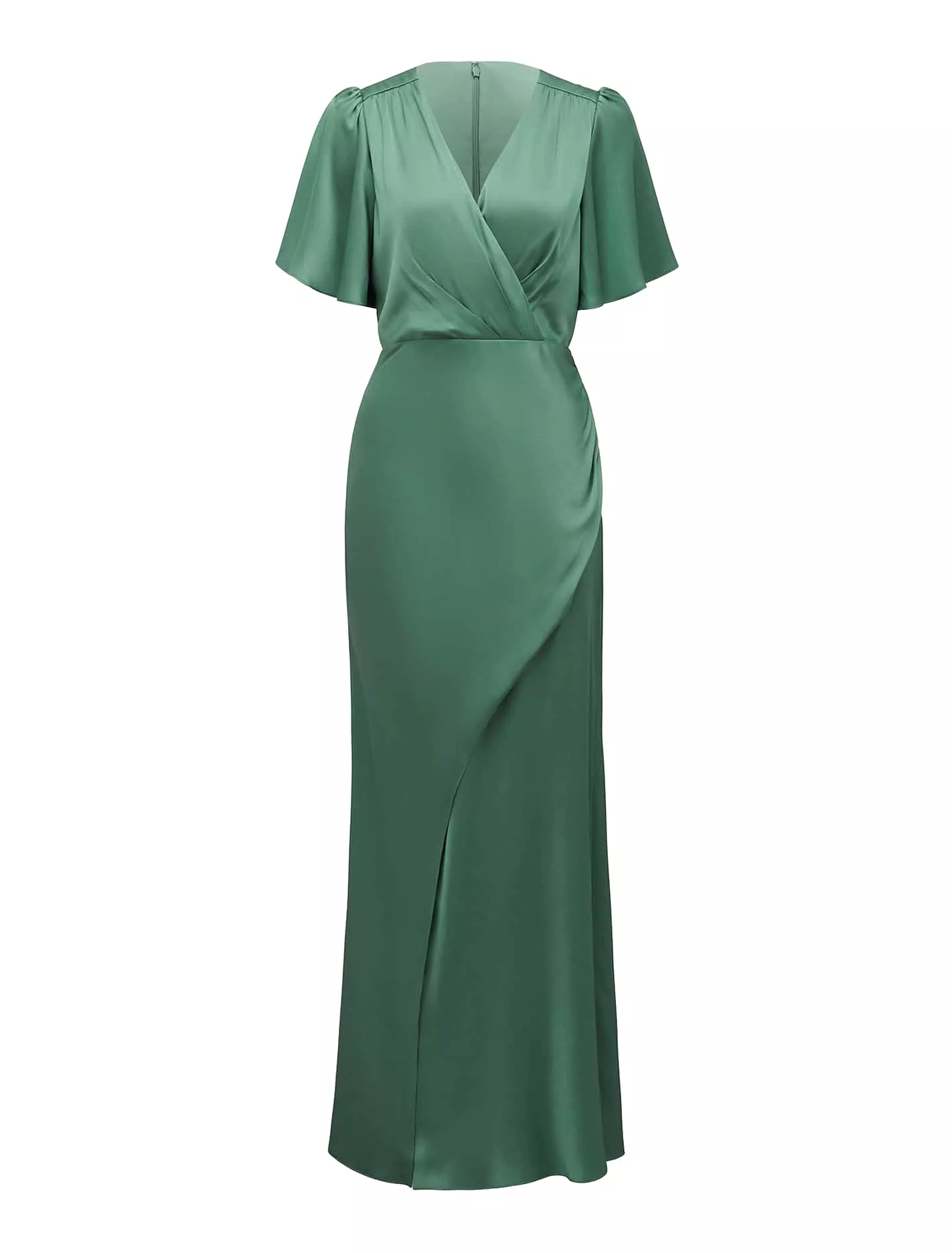 Chelsea Flutter Sleeve Satin Maxi Dress