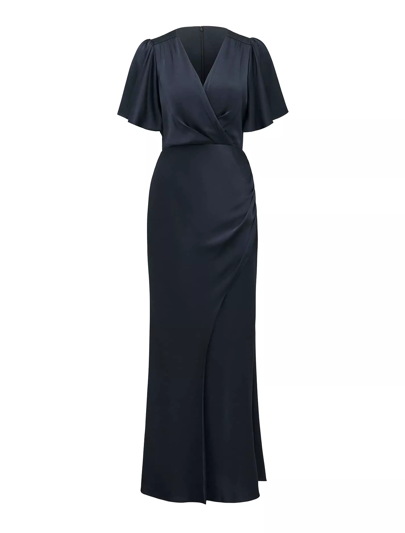 Chelsea Petite Flutter Sleeve Satin Maxi Dress