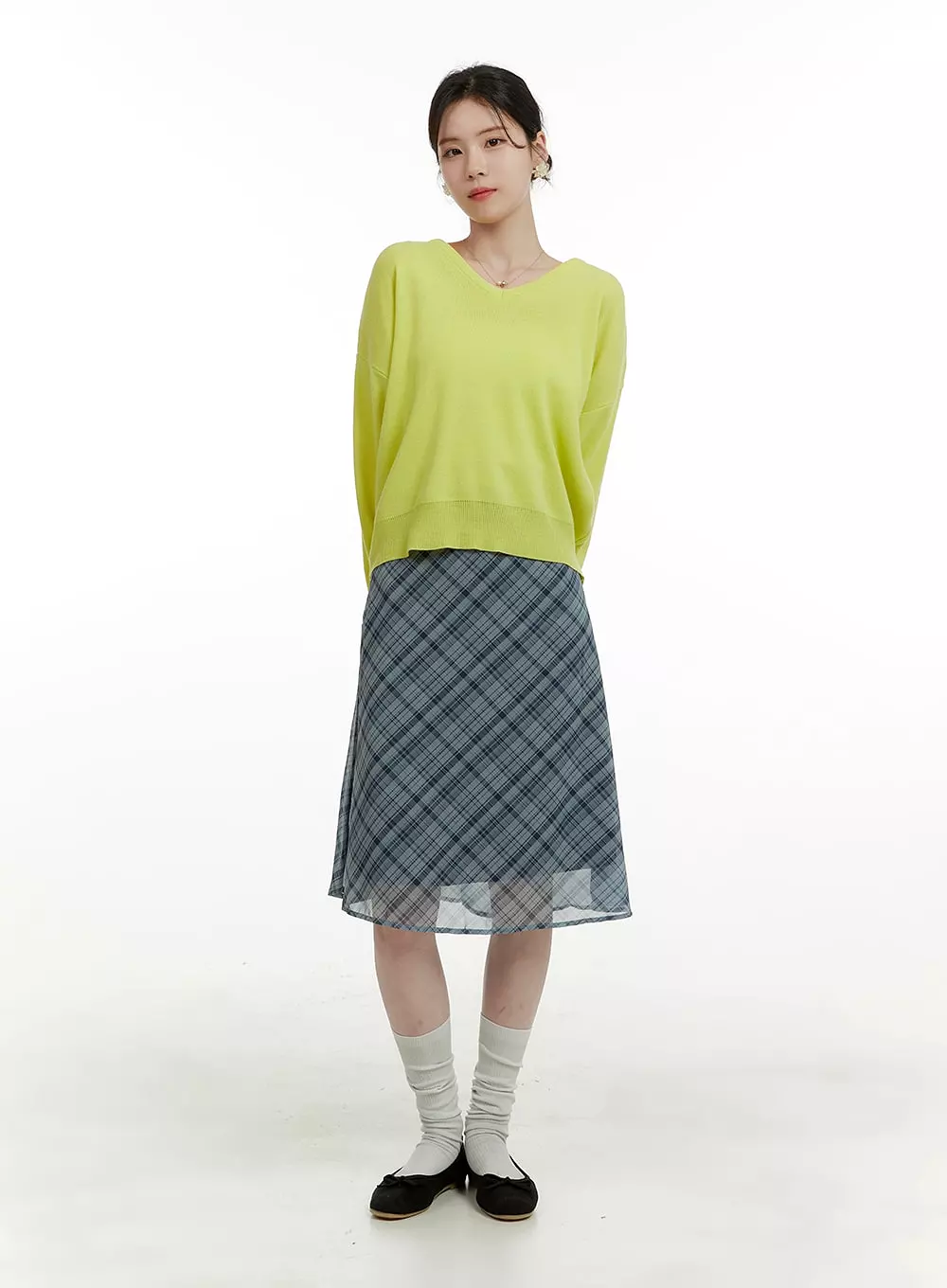 Classic Plaid Midi Skirt OA405