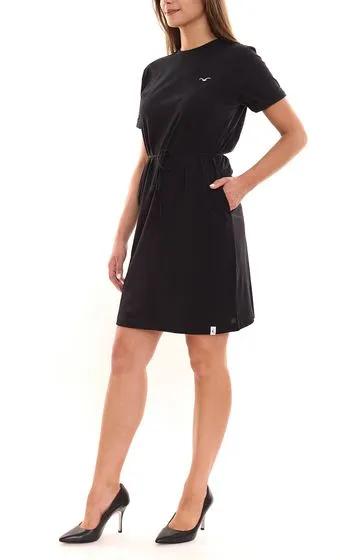 Cleptomanicx Feel Good women's summer dress sustainable midi dress with belt CLDRFEGO black