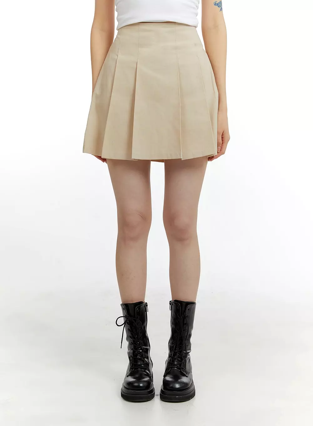 Cotton Pleated Mini Skirt CA401