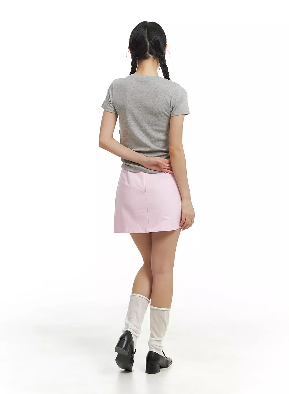 Cotton Solid Mini Skirt OM429