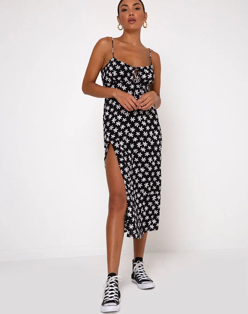 Cypress Midi Dress in 90's Daisy Black and White