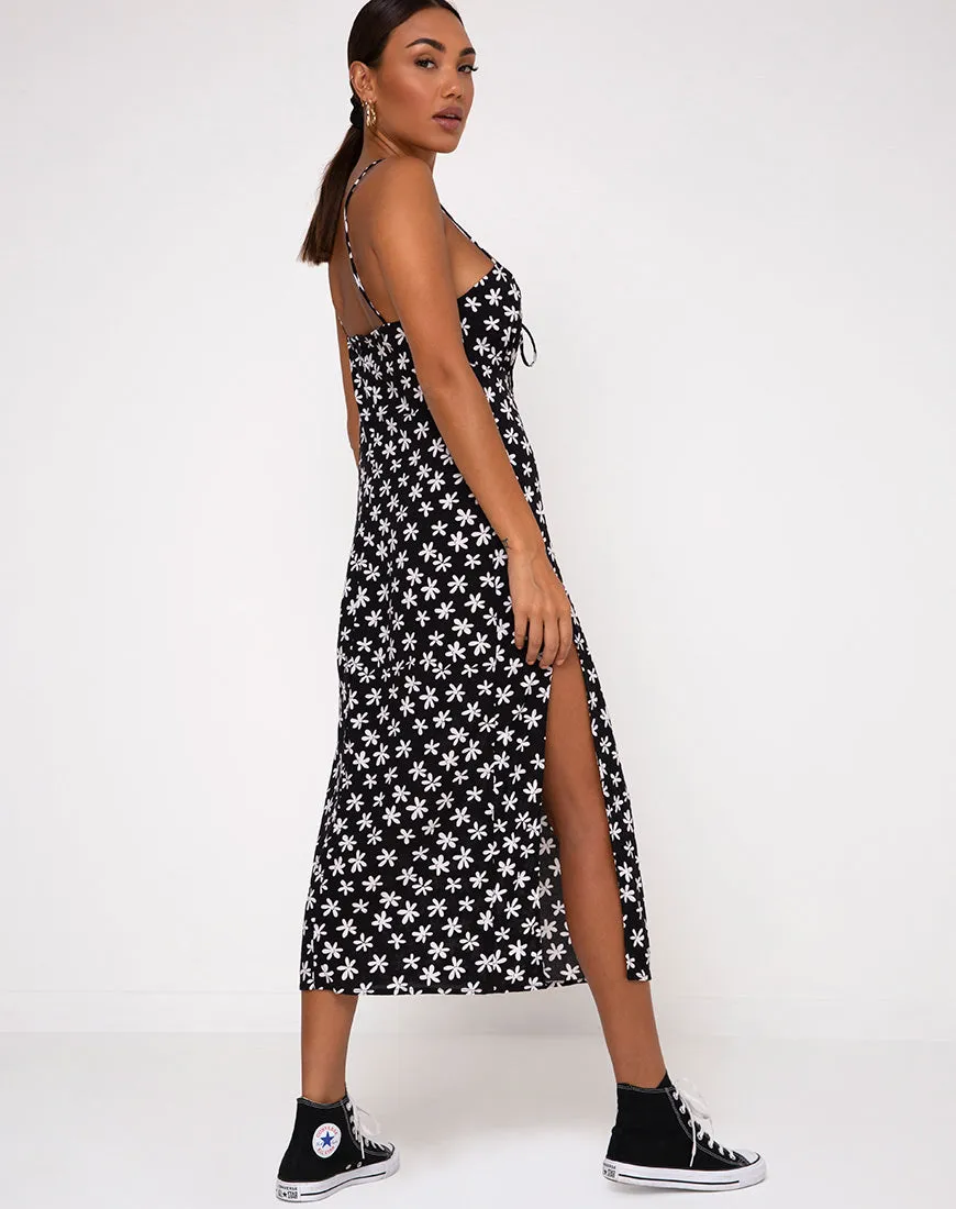 Cypress Midi Dress in 90's Daisy Black and White