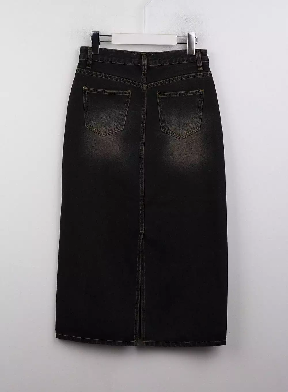 Denim Mid Waist Pocket Maxi Skirt CJ411