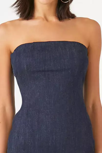 Denim Midi Tube Dress