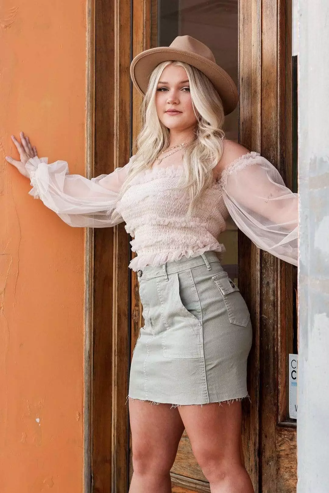 Denim Sage Mini Skirt with Pockets