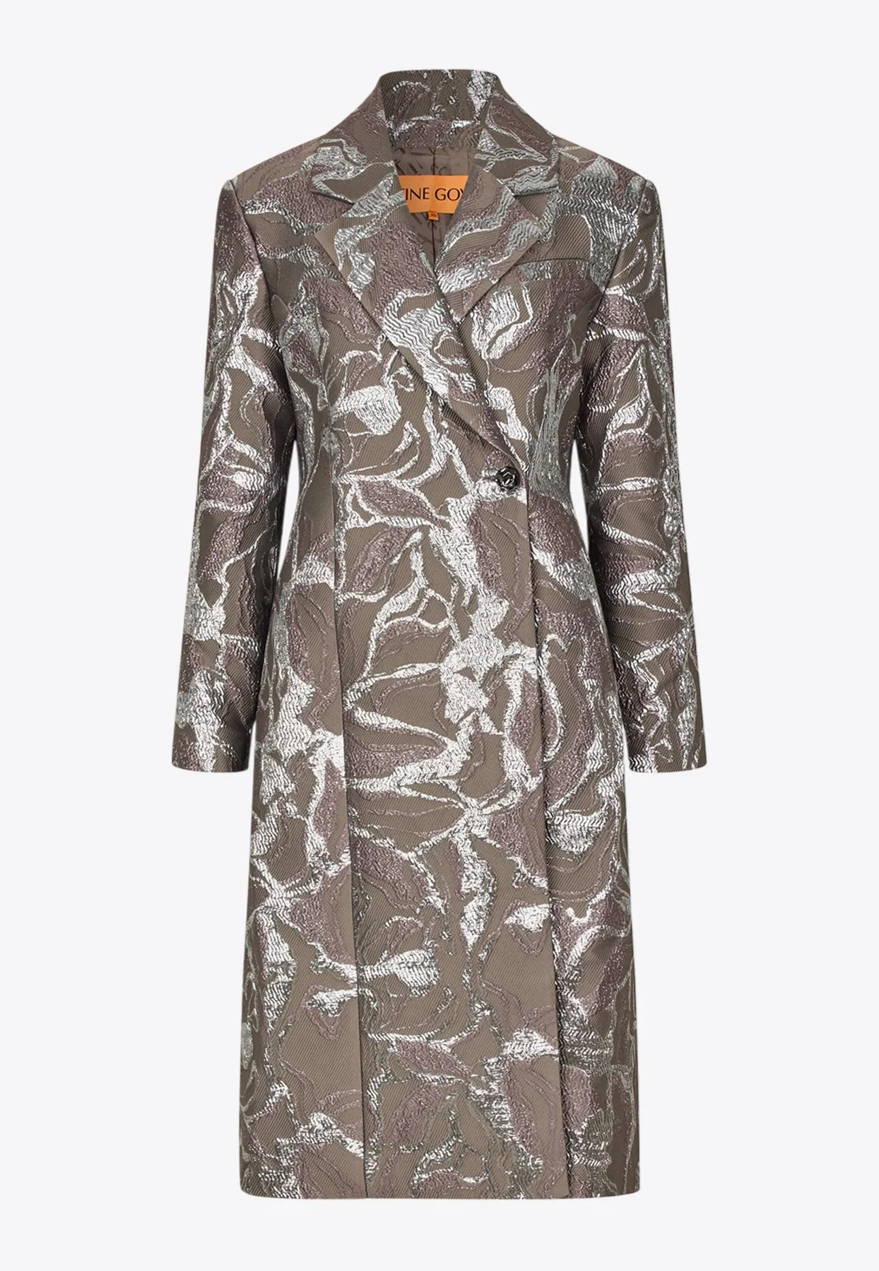 Double-Breasted Floral Jacquard Coat